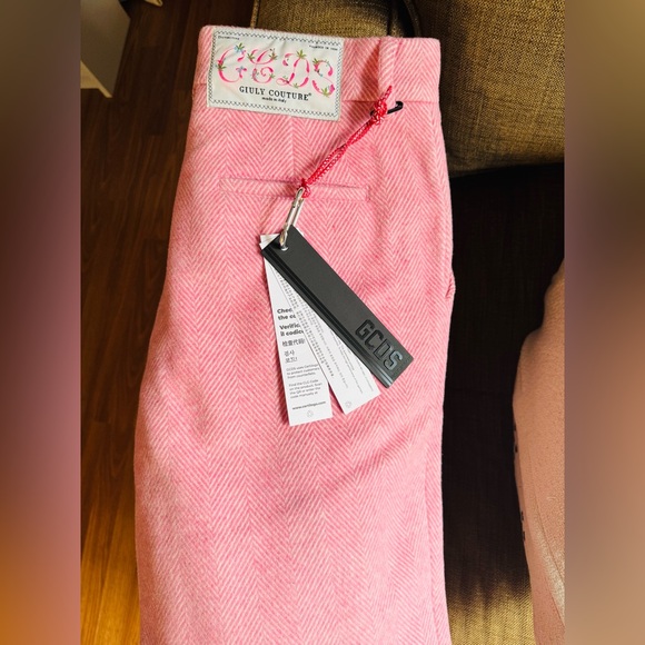 GCDS GIULY COUTURE Chino Trousers Size XL Wool Blend Pink - Picture 7 of 12